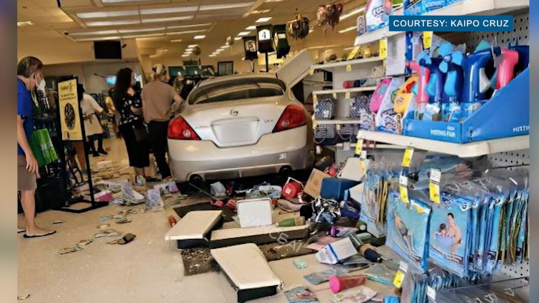 A car in a Foodland market in Mililani, HI photo courtesy Kaipo Cruz via KHON2 A car in a Foodland market in Mililani, HI photo courtesy Kaipo Cruz via KHON2
