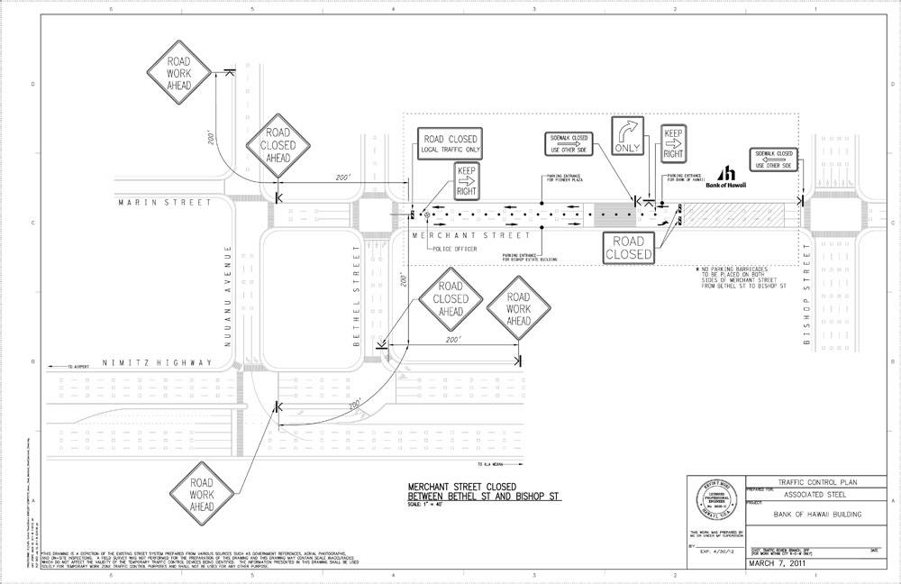 Traffic control plan drawing for Merchant Street